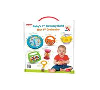 Halilit Baby's First Birthday Band Musical Instrument Gift Set. Includes Ocean Drum, Baby Maraca, Ring My Bell, Rainboshaker & Clip Clap. Music Sensory Baby Toy. Suitable for Boys & Girls 12 Months +