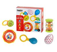 Halilit My First Baby Band Gift Set. Musical Instrument for Babies includes Egg Shaker, Cage Bell, Baby Maraca, Tube Shaker and Fun Rattle. 6 Months +