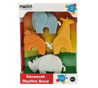 Halilt Halilit Savannah Rhythm Band Gift Set 4 Pc Animal Shaker Rattles Includes a Lion, Elephant, Rhino and Giraffe Shakers Toddler Sensory Musical Instruments. Suitable Boys Girls 9 month + (MP4100)