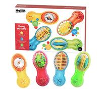 Halilit Young Maestro Gift Set. 4 Durable Real Musical Instruments. Easy Grip Shaker Rattles for Babies. BPA Free. Baby Sensory Fun. 6 Months +