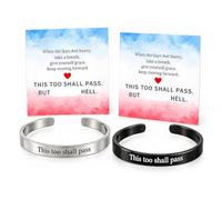 Halior 2 Pcs This Too Shall Pass Bracelet, Encouragement Gift for Women Men | This Too Shall Pass Bracelet: engraved inspirational bangle for women and men, daily reminder, gift with cards, wrist bangle