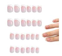 Halit 48Pcs French False Nails Pink White Tip Press on Nails, Stick on Nails with Designs Elegant Touch Fake Nails Women Girls Nail Art Accessories White French Press Nails