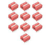 HALJIA 10Pcs Slide Type Switch Module 2.54mm 4-Bit 4 Position Way DIP Red Pitch