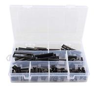 HALJIA 122PCS 2.54mm Pitch IC Sockets Dual Rows Solder Type Adaptor Square Hole IC Sockets Adaptor Set PCB Board Adapter Soldering DIP IC Chip Kit Set (6/8/ 14/16/ 18/24/ 28/40 Pins)