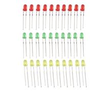HALJIA 3mm LED Light Emitting Diode Set Lamp Assorted Kit Red + Yellow + Green (30PCS)