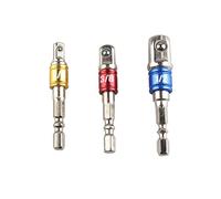 HALJIA 3PCS Impact Socket Adapter/Extension Set Turns Hex Shank Power Drill Into 1/4", 3/8", and 1/2" Impact Driver Power Drill Bits