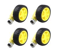 HALJIA 4PCS DC Drive Gear Motor Dual Shaft and Tire Wheel for DC 3V-6V Smart Car Robot Projects Compatible with Arduino