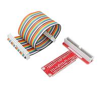 HALJIA T-Shaped GPIO Breakout Expansion Board + 40pin Ribbon Cable Compatible with Raspberry Pi 3 2 B+ Assembled T Type GPIO Adapter with 21cm 40 Pin Flat Ribbon Cable