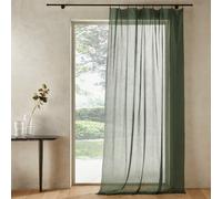 Halka 100% Organic Washed Cotton Voile Sheer Curtain Panel pine green