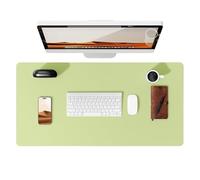 halkaount Large mouse pads, office desk mats, leather desk mat covers, non-slip PU leather ink-absorbing mats, laptop mats(Peak Green,60x35 cm)