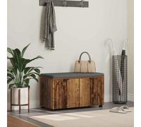 Hall Bench 80x38x46cm Old Wood Engineered Wood & Fabric Storage Cushioned Seat.