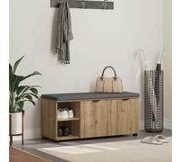 Hall Bench Artisan Oak 100x38x46cm Engineered Wood Storage Cushion Seat Entryway