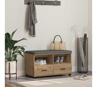 Hall bench Artisan oak 80x38x46cm engineered wood & fabric cushion drawer shelf