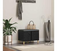 Hall Bench Black Oak 60 x 38 x 46 cm Engineered Wood & Fabric Storage Seat w/leg