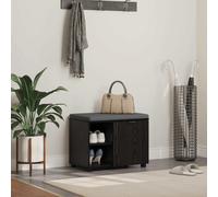 vidaXL Hall Bench with Cushion Plain Black Oak 60 x 38 x 46 cm, Hall Storage, Rectangular Modern Design, Durable Shelf, for Organizing Spaces, Versatile Use, Elegant Look, Compact