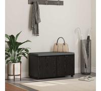vidaXL Hall Bench Black Oak 80 x 38 x 46 cm Engineered Wood and Fabric