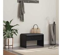 Hall Bench Black Oak Engineered Wood Cushion 63 x 38 x 40 cm Modern Rectangular