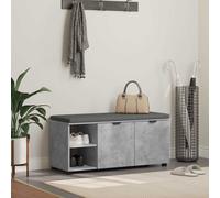 Hall Bench Concrete Grey 100 x 38 x 46 cm Engineered Wood Fabric Seat incl Shelf