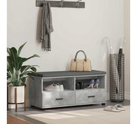 Hall Bench Concrete Grey 100x38x46cm Engineered Wood & Fabric Cushion & Shelves