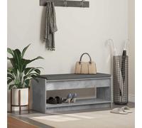 Hall Bench Concrete Grey 103x38x45cm Engineered Wood Fabric Cushion with Shelves
