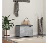 Hall Bench Concrete Grey 60x38x46cm Engineered Wood and Fabric Storage Seat Door