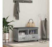 Hall Bench Concrete Grey 80x38x46cm Engineered Wood Fabric Cushion Storage 2pc