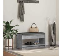 Hall Bench Concrete Grey 83x38x45 cm Engineered Wood & Fabric Cushion with Shelf
