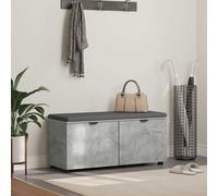 Hall Bench Concrete Grey Engineered Wood Fabric 100x38x46cm Cushioned Seat Shelf