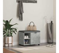 Hall Bench Concrete Grey Engineered Wood Fabric 60x38x46 cm Door Storage Cushion