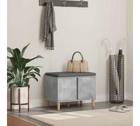 Hall Bench Concrete Grey Engineered Wood Fabric 60x38x46cm Storage Seat Cushion
