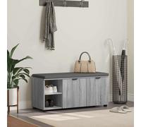 Hall bench Grey Sonoma 100x38x46cm Engineered Wood Fabric Cushioned Shelf Entry