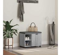 Hall Bench Grey Sonoma 60x38x46cm Engineered Wood Fabric Cushion Shelf 2-Shelf
