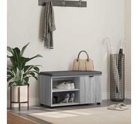 Hall Bench Grey Sonoma 80x38x46cm Engineered Wood Fabric Cushion Shelf AdjFeet2x