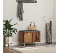 Hall Bench Old Wood 60x38x46cm Engineered Wood Fabric Cushion Storage Seat Entry