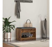 Hall Bench Old Wood 63x38x45cm Engineered Wood Fabric Seat Storage Shelf Cushion