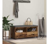Hall Bench Old Wood Engineered Wood & Fabric 100x38x46cm Seat Storage 2-Drawer.