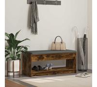 Hall Bench Smoked Oak 103x38x45cm Engineered Wood Fabric Cushion with Shelf Seat