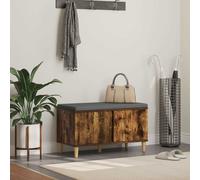 Hall Bench Smoked Oak 80x38x46cm Engineered Wood Fabric Cushion Storage Seat46cm