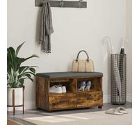 Hall Bench Smoked Oak 80x38x46cm Engineered Wood & Fabric with 2 Drawers Cushion