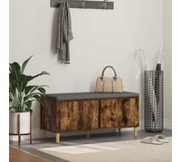 Hall Bench Smoked Oak Engineered Wood Fabric 100x38x46cm With Cushion Door Max60