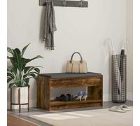 Hall Bench Smoked Oak Engineered Wood Fabric Cushion 83x38x45 cm Storage Shelf.