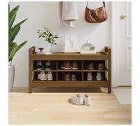 Hall bench solid pine wood Honey Brown 110x40x60 cm Shoe Storage Seat with doors