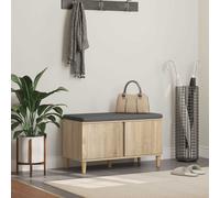 Hall Bench Sonoma Oak 80x38x46cm Engineered Wood Fabric Cushion Storage Tapered