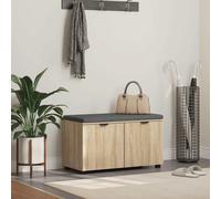 Hall Bench Sonoma Oak 80x38x46cm Engineered Wood Fabric Storage Cushion Seat46cm