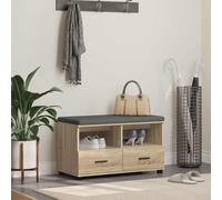 Hall Bench Sonoma Oak 80x38x46cm Engineered Wood with Fabric Cushion Black Feet