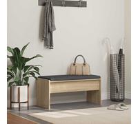 Hall Bench Sonoma Oak 83x38x40cm Engineered Wood with Soft Beige Cushion Seating