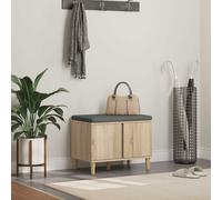 Hall Bench Sonoma Oak Engineered Wood Fabric 60x38x46cm Padded Storage Seat With