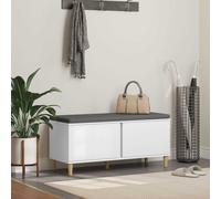 Hall Bench White 100x38x46cm Engineered Wood Fabric Cushion Storage Tapered Legs