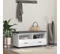 Hall Bench White 100x38x46cm Engineered Wood Fabric Seat Storage Drawers Modern
