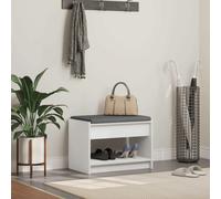 Hall Bench White 63x38x45 cm Engineered Wood Fabric Storage Shelf Cushion Seat